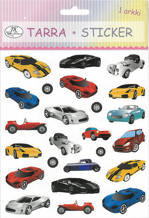 SportyCar Paperinen Glitter Tarra
